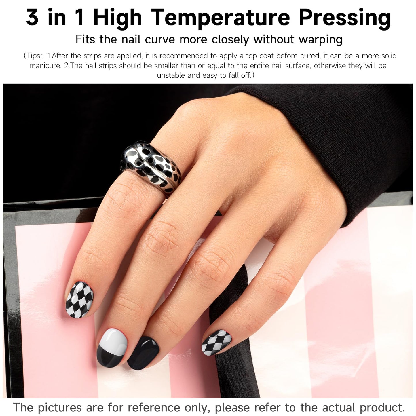 DUKASOU Checkerboard Gel Nail Strips – 28 Pcs, Salon-Quality at-Home Manicure