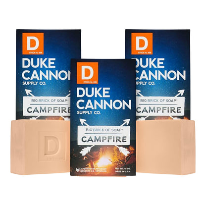 Duke Cannon Big Brick Soap Campfire 10oz 3-Pack – Smoky Hickory, American-Made