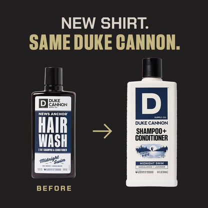 Duke Cannon Supply Co. 2-in-1 Hair Wash - Tea Tree & Midnight Swim - 14 oz 2-Pack
