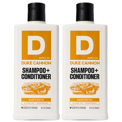 Duke Cannon Sawtooth 2-in-1 Hair Wash – Gentle Cleansing Shampoo & Conditioner for Men, 14 oz, 2-Pack