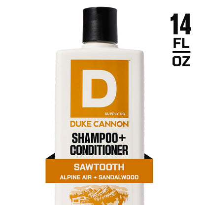 Duke Cannon Sawtooth 2-in-1 Hair Wash – Gentle Cleansing Shampoo & Conditioner for Men, 14 oz, 2-Pack