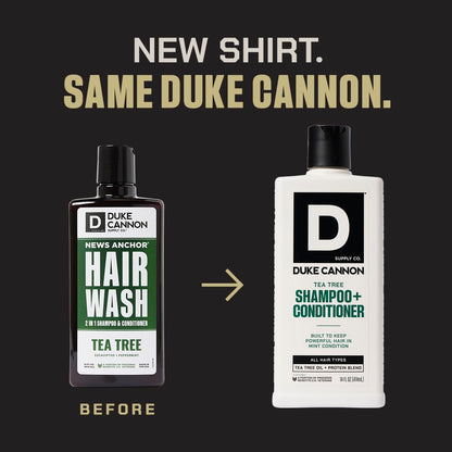 Duke Cannon 2-in-1 Tea Tree Hair Wash & Sawtooth Body Wash Bundle – Masculine Scent
