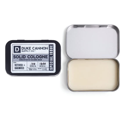 Duke Cannon Solid Cologne for Men – Vetiver & Oakmoss (Fresh Air, Sandalwood) 1.5 oz Tin, Travel-Ready Balm