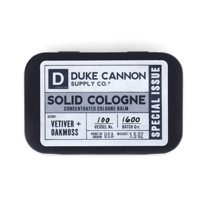 Duke Cannon Solid Cologne for Men – Vetiver & Oakmoss (Fresh Air, Sandalwood) 1.5 oz Tin, Travel-Ready Balm