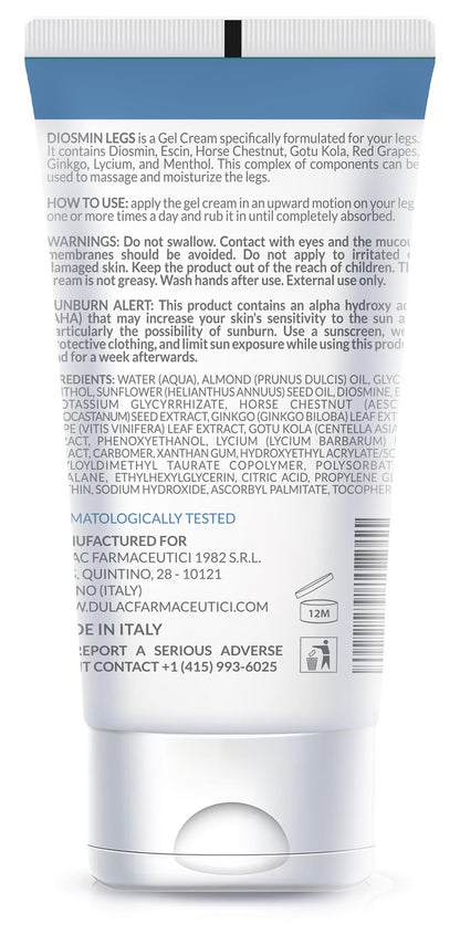 Dulàc Diosmin Legs Gel Cream 5.07 fl oz – Varicose Veins & Leg Circulation Support