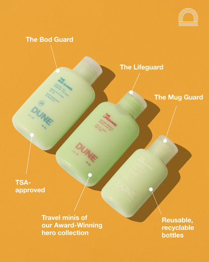 Jetsetter Gelly Mini Travel Sunscreen Kit — 72-Hour Hydration & Aloe Rescue Gel | DUNE SUNCARE