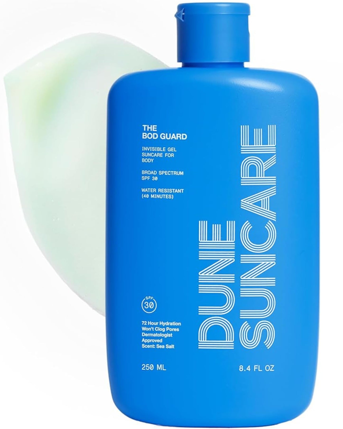 DUNE SUNCARE The Bod Guard: Award-Winning Clear Gel Sunscreen SPF 30 | 72-Hour Hydration, 40-Min Water Resistant (8.4 Fl Oz)
