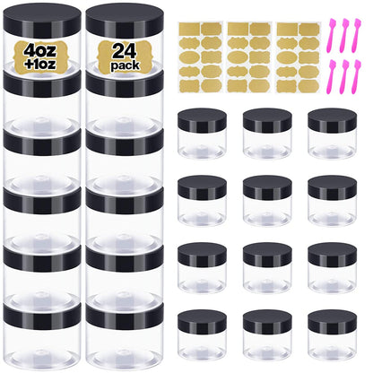 DupakSYS 4 oz & 1 oz Jars with Lids Set of 24 – Leak-Proof Cosmetic Containers