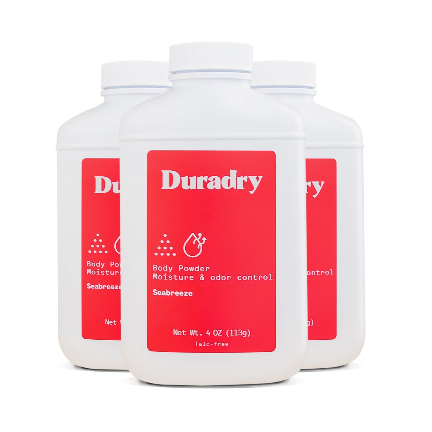 Duradry Seabreeze All-Natural Body Powder – Talc-Free, Odor & Moisture Control (3-Pack)