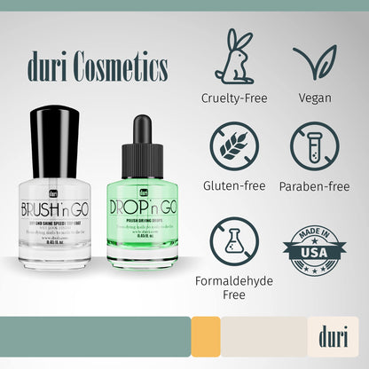 duri Brush'n Go Top Coat & Drop'n Go Drying Drops – Fast Dry, Wet-Look Shine, Vegan