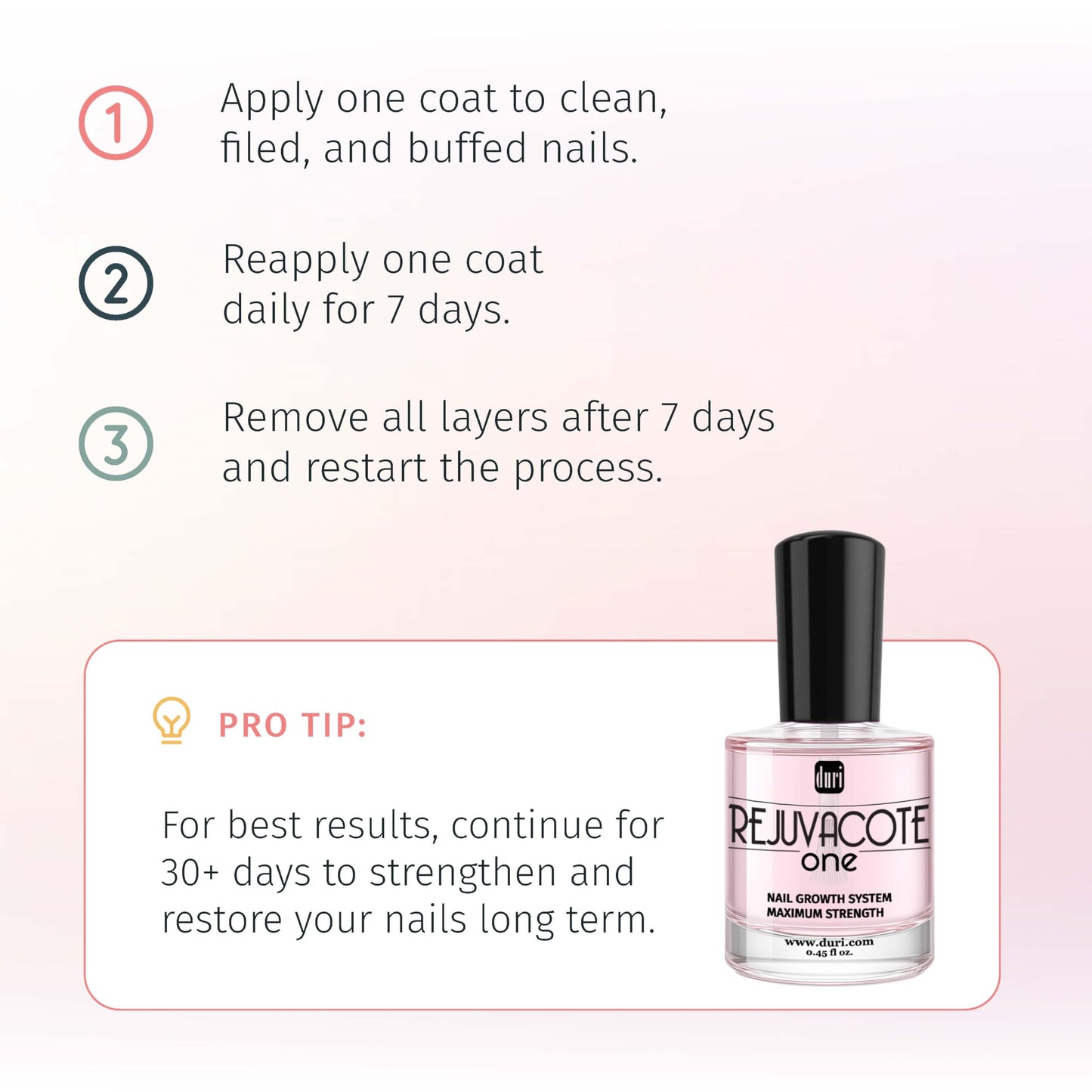 Duri Rejuvacote 1 Nail Growth System – Maximum Strength Nail Strengthener for Damaged Nails (0.45 fl oz)