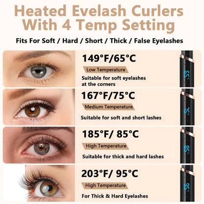 Dust2Oasis Heated Eyelash Curler – 2025 New Model, USB-C Rechargeable, 3 Temperature Settings, 24-Hour Curl