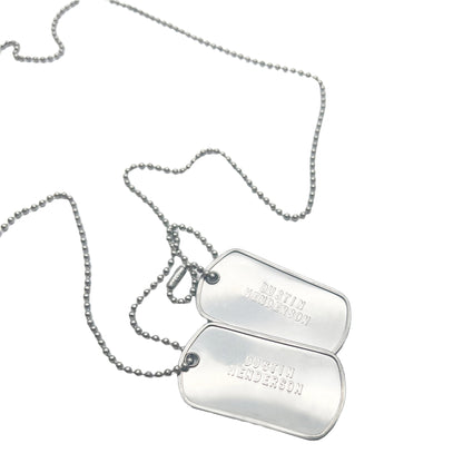 'DUSTIN HENDERSON' Dog Tags - Costume Cosplay Prop Replica Military - Stainless Steel Chains Included