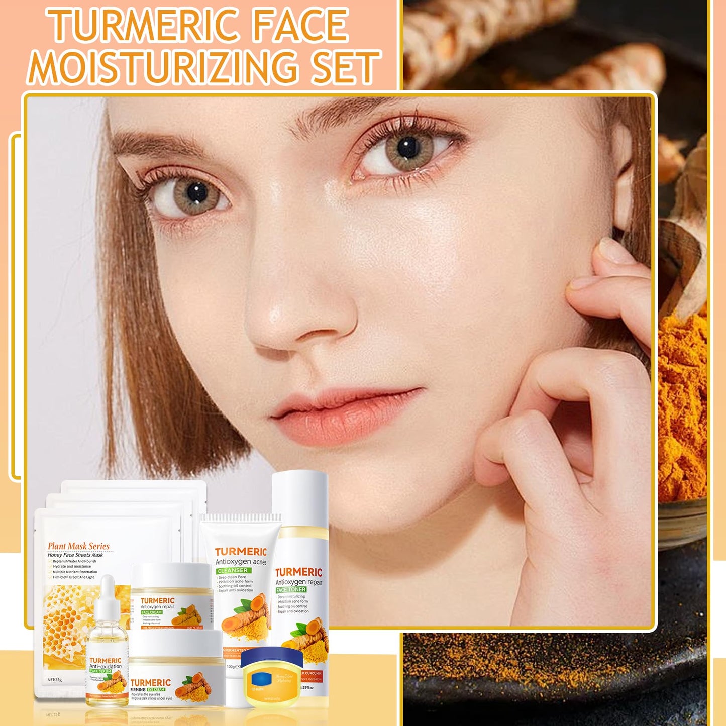 DWDiWen Turmeric Skin Care Set – 9-Piece Travel Facial Kit