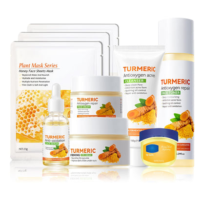 DWDiWen Turmeric Skin Care Set – 9-Piece Travel Facial Kit