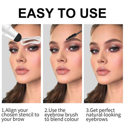 DWNDN Eyebrow Stencil Kit with Stamp — 10 Templates, Long-Lasting & Smudge-Proof