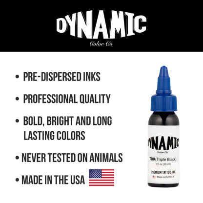 Dynamic Color Co Triple Black Ink Bottle 1oz – Pre-Dispersed Vegan Tattoo Ink