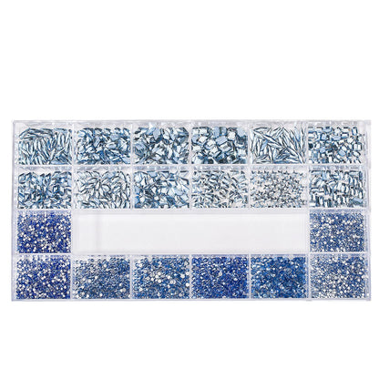 DZHILHMX Nail Rhinestones — 4300+ Light Blue Crystals with Mixed Shapes, Glue Gel & Tools