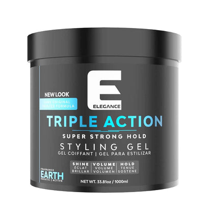 E Elegance Earth Fragrance Triple Action Hair Gel – Strong Hold, Extreme Volume, Long-Lasting Shine | All Hair Types, 33.8 oz