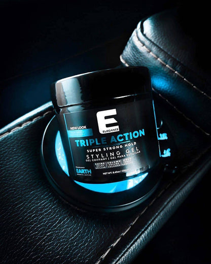 E Elegance Earth Fragrance Triple Action Hair Gel – Strong Hold, Extreme Volume, Long-Lasting Shine | All Hair Types, 33.8 oz
