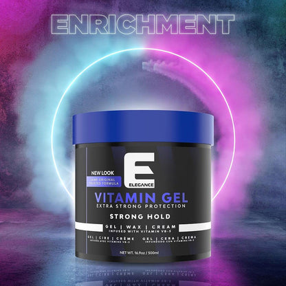 Elegance Vitamin Gel with Pro-VB-5 – 16.9 oz, Strong Hold, Maximum Hair Protection & Natural Shine | E Elegance