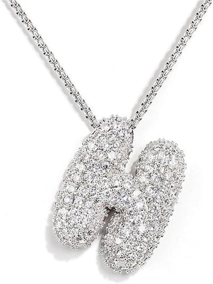 A-Z Zircon Balloon English Letter Necklace, Gold & Silver