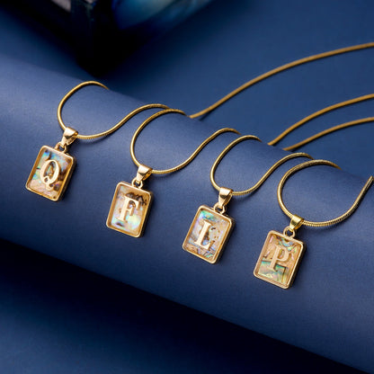 Luminous Pendant 26 Letter Square Necklace