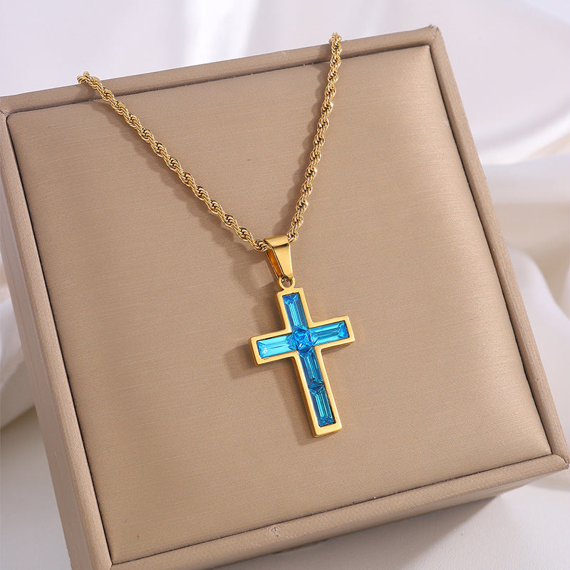 Multi-Colored Cross Pendant Necklace