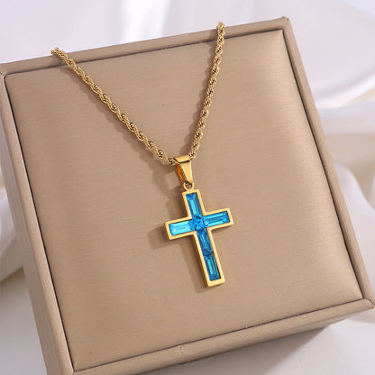 Multi-Colored Cross Pendant Necklace