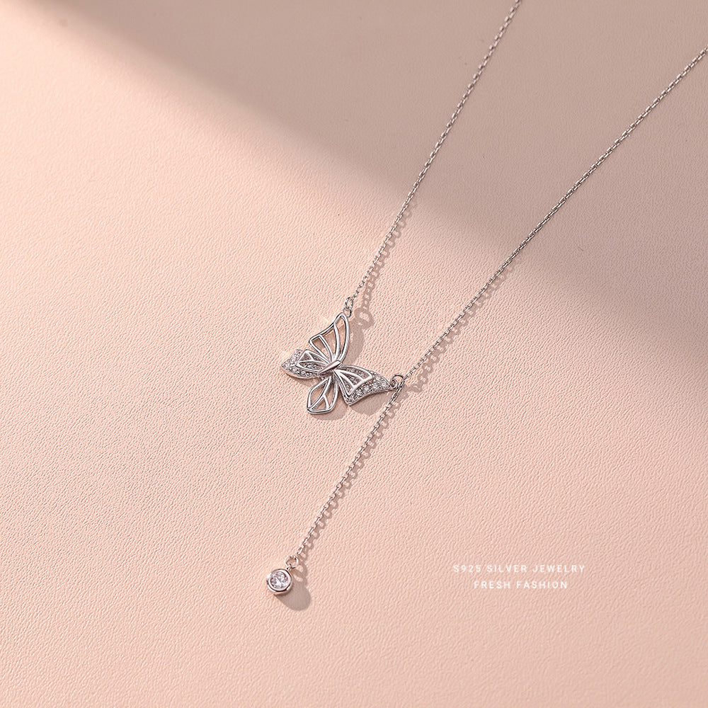 S925 Silver Hollow Butterfly Necklace