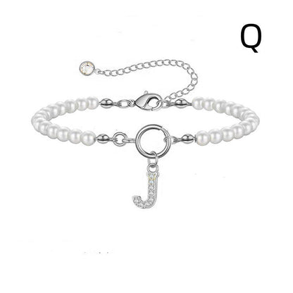 A-Z Letter Pendant Pearl Bracelet