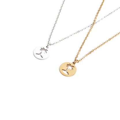 Hollow Coconut Tree Pendant Necklace