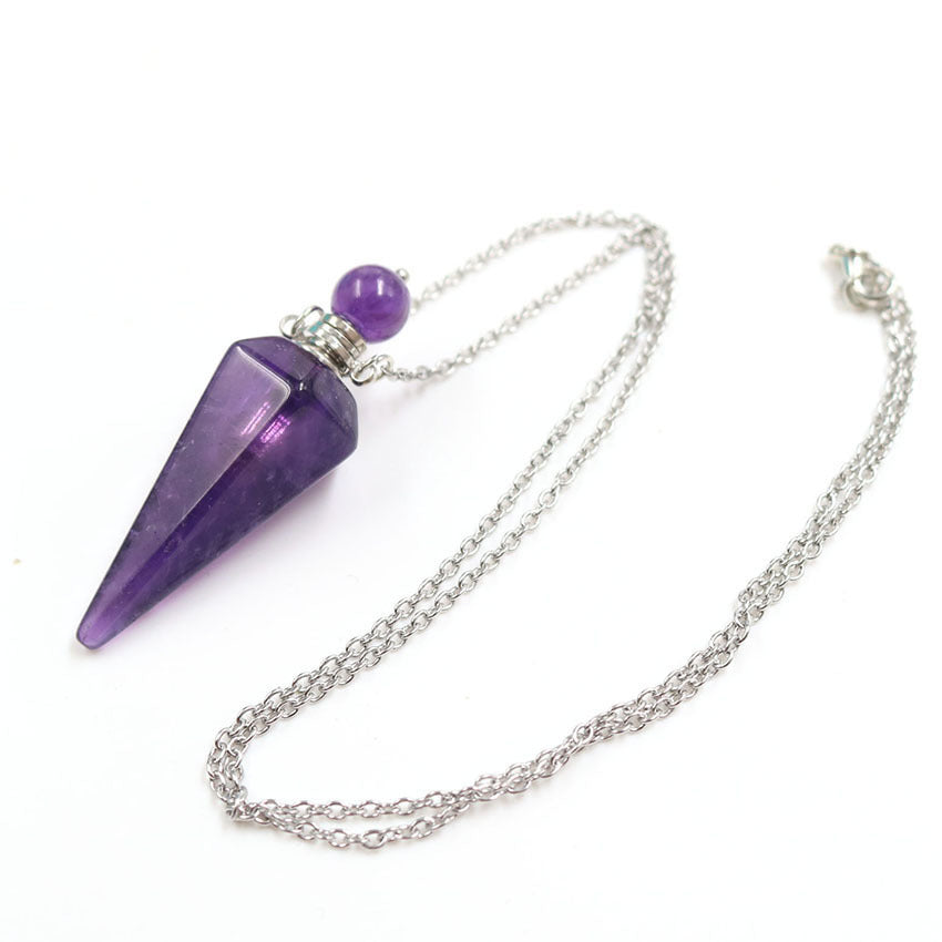 Crystal Stone Cone Perfume Bottle Necklace