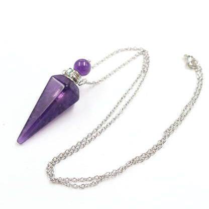 Crystal Stone Cone Perfume Bottle Necklace