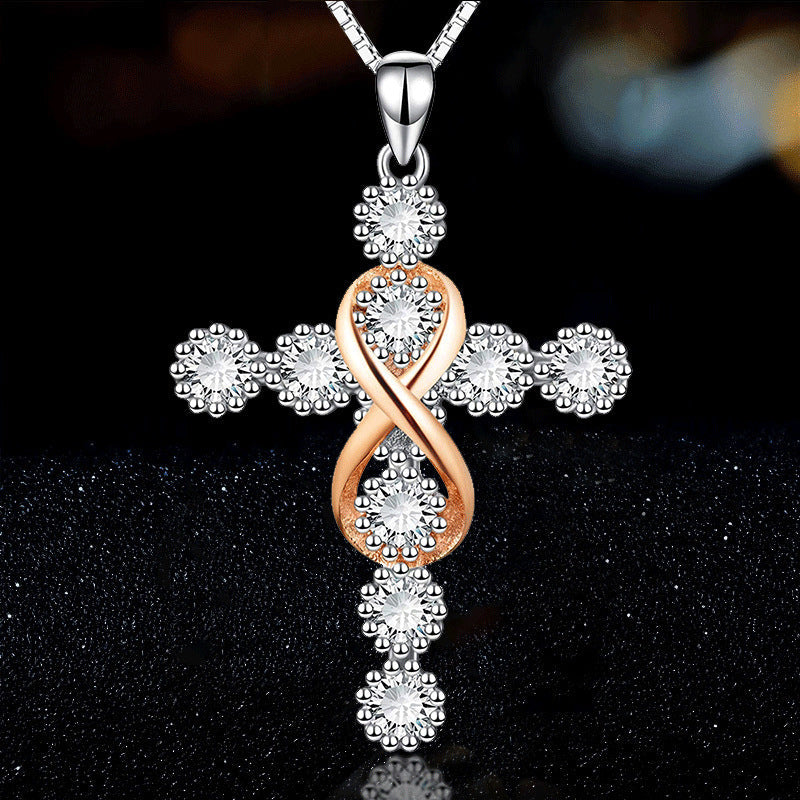 Infinity Cross Zircon Pendant Necklace