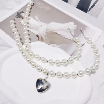 Peach Heart Pearl Necklace