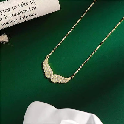 Cubic Zirconia Angel Wings Pendant Necklace