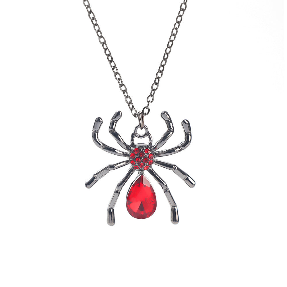 Gothic Spider, Bat, Cross, Skull, and Heart Pendant Necklaces