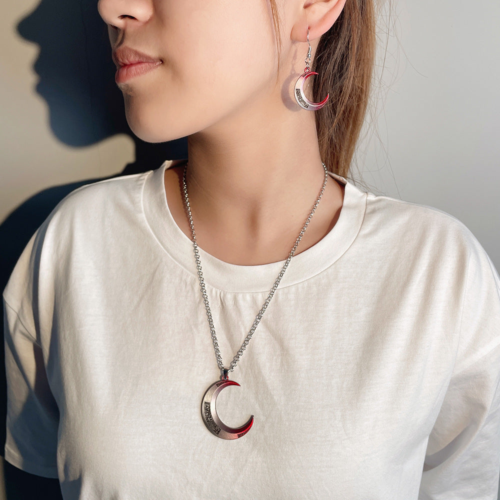 Moon Knight Pendant Necklace & Earrings