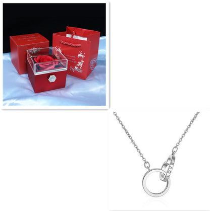 Ring Through Heart Interlocking Pendant Necklace