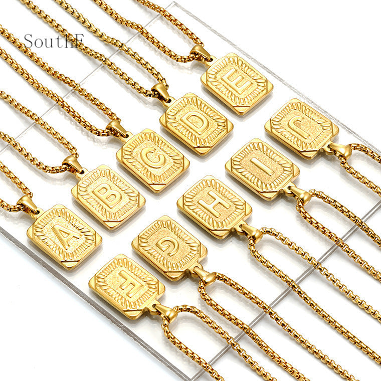 A-Z Alphabet Titanium Steel Letter Pendant Necklace