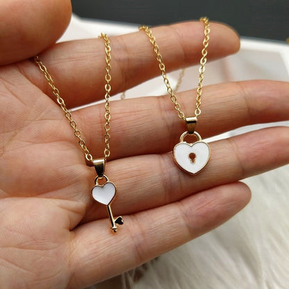 Lovers Key & Lock Necklace Set
