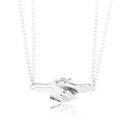 Holding Hands Couple Necklace, 2Pc Set