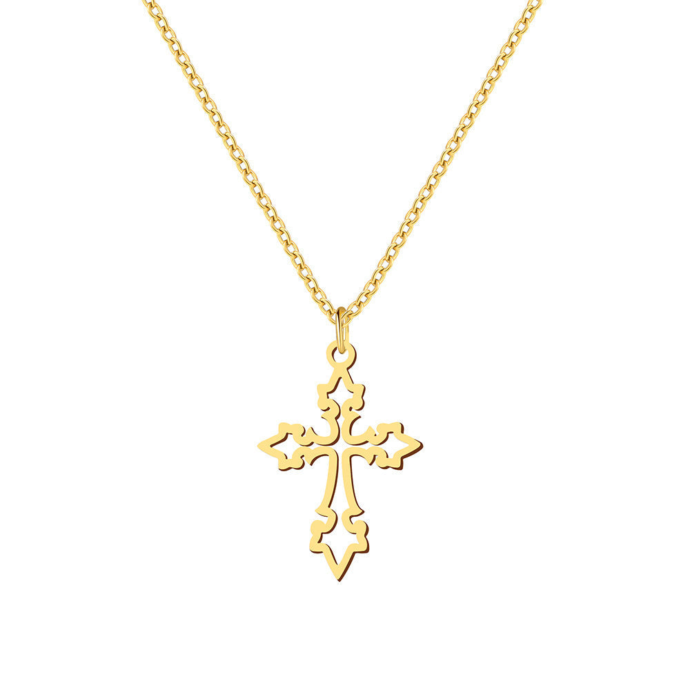 Retro Hollow Cross Gothic Necklace