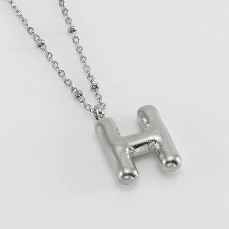 Bubble Letter Pendant Necklace A-Z