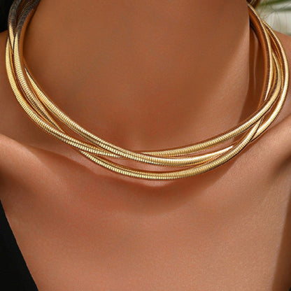 Metal Simple Three-Woven Winding Necklace