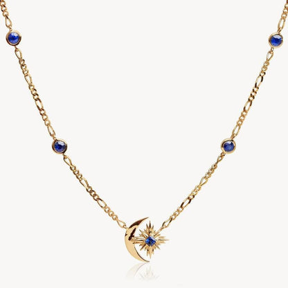 Retro Style Star Moon Blue Treasure Necklace