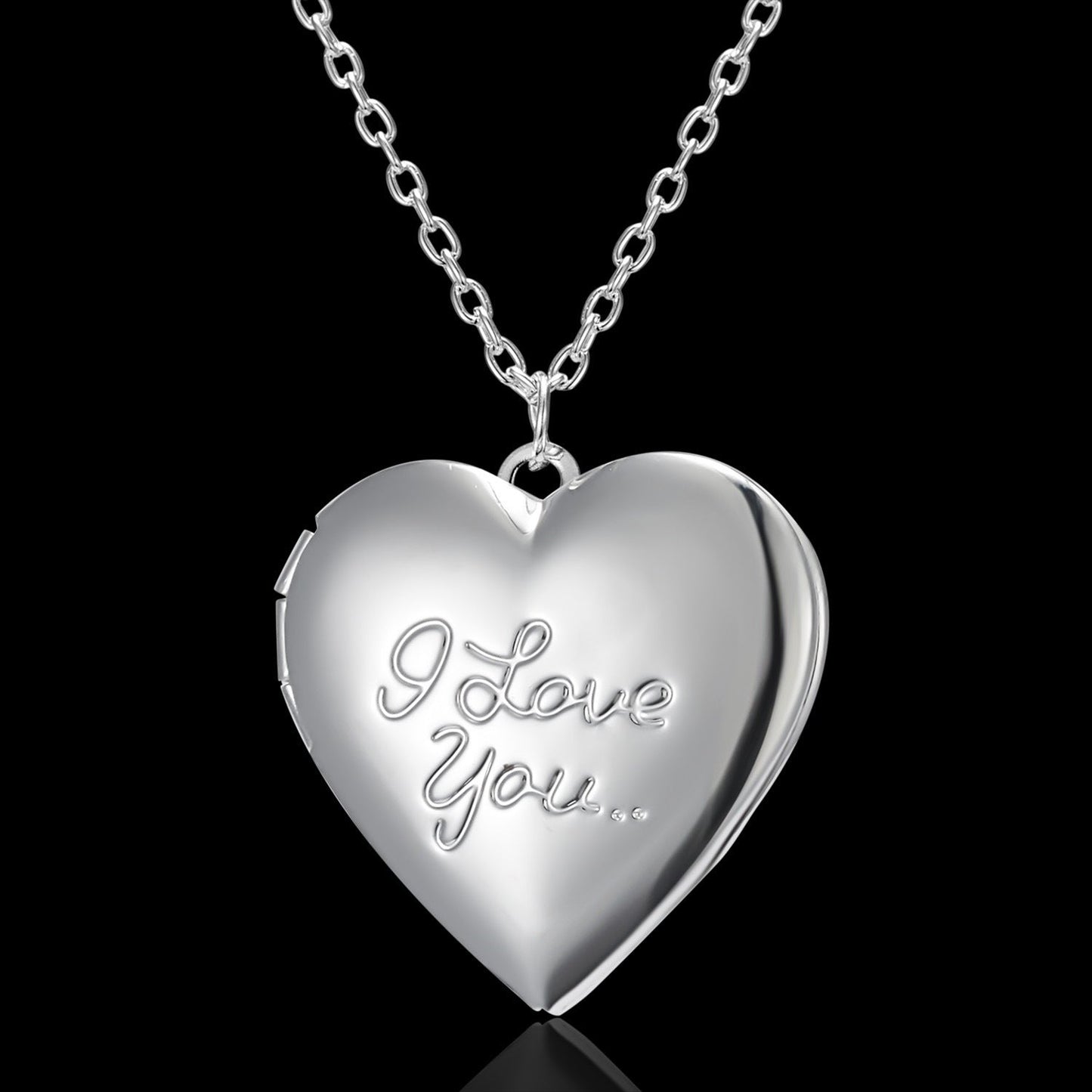 Silver Heart Shaped Photo Frame Locket Pendant Necklace
