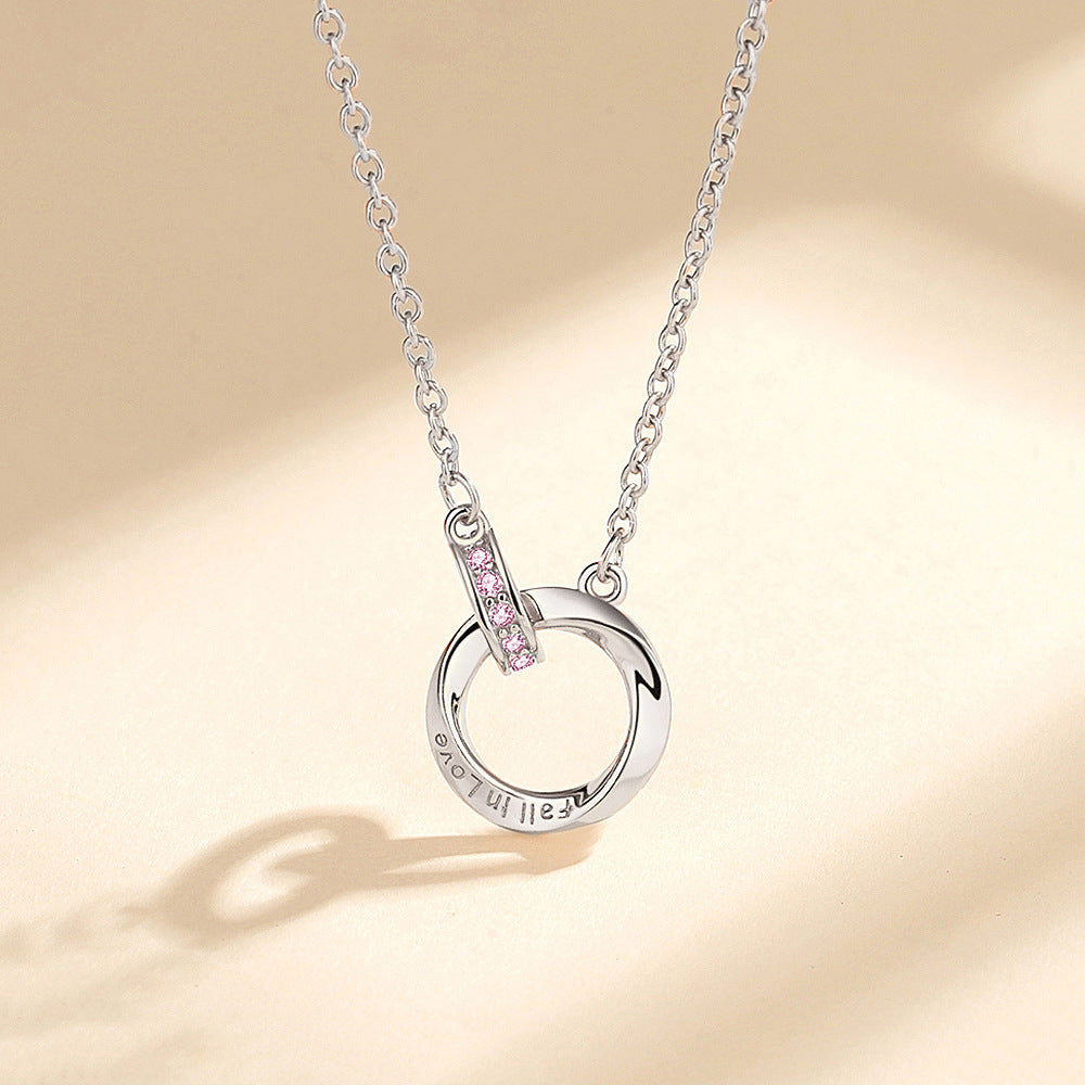 Interlocking Ring Silver Mobius Strip Necklace