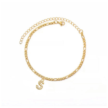 A-Z Zircon Letter Anklets, Gold & Silver